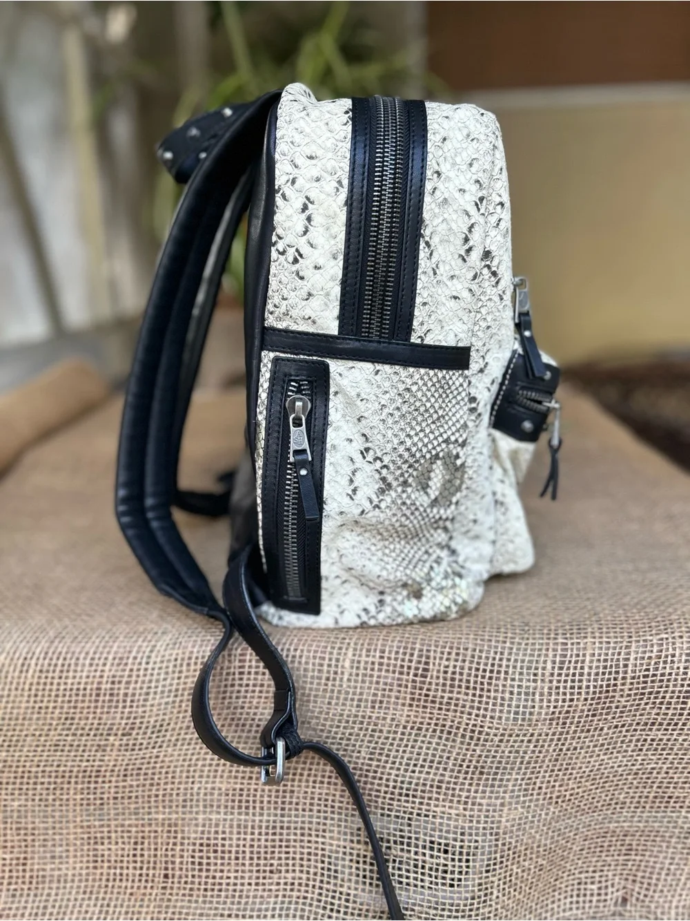 Ash leather backpack